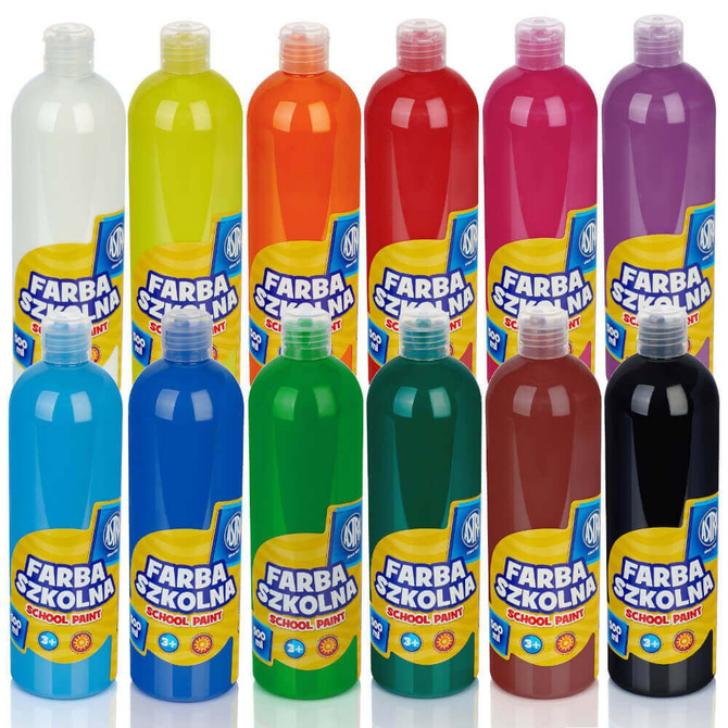 Farby Dla Dzieci W Butelkach Farba plakatowa butelce zestaw 12kol x 500ml ASTRA | Plastyka \ Farby