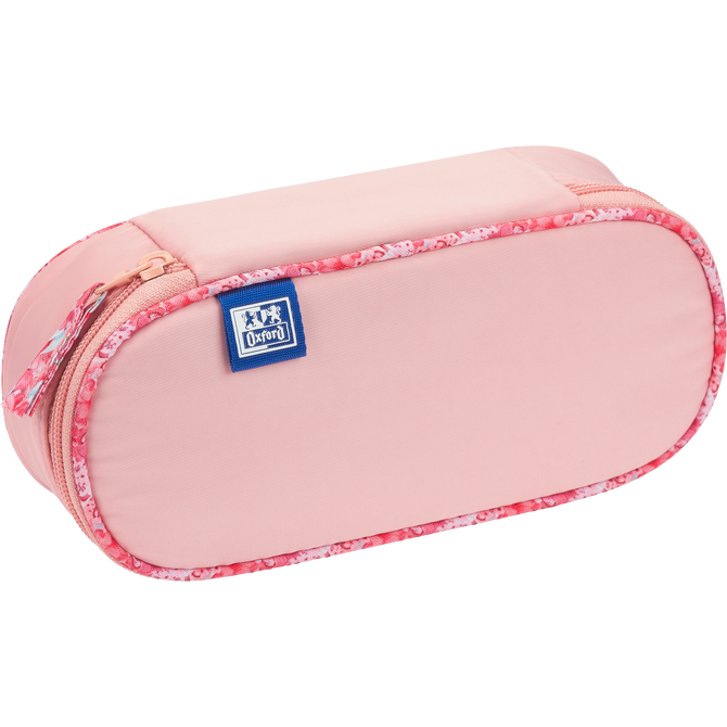 Piórnik kosmetyczka etui usztywniany z klapką brzoskwiniowy Flowers OXFORD