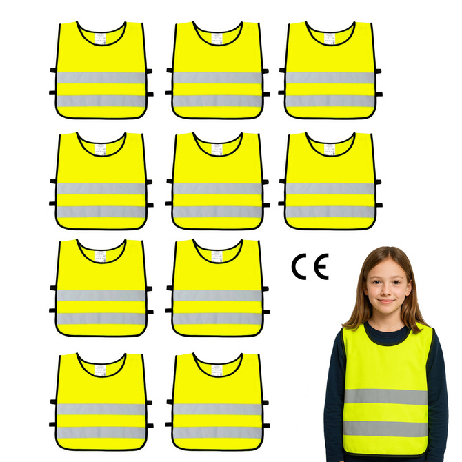 Kamizelka odblaskowa ostrzegawcza dla dzieci szkolnych 45x50cm 10szt