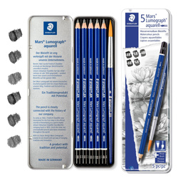 Zestaw ołówki akwarelowe 5szt + pędzelek 4B 6B 8B Mars Lumograph STAEDTLER