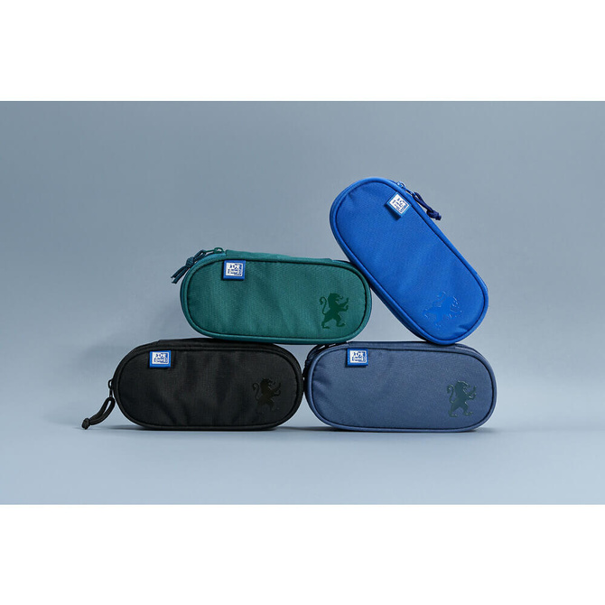 Piórnik kosmetyczka etui usztywniany z klapką granatowy SCHOOL OXFORD