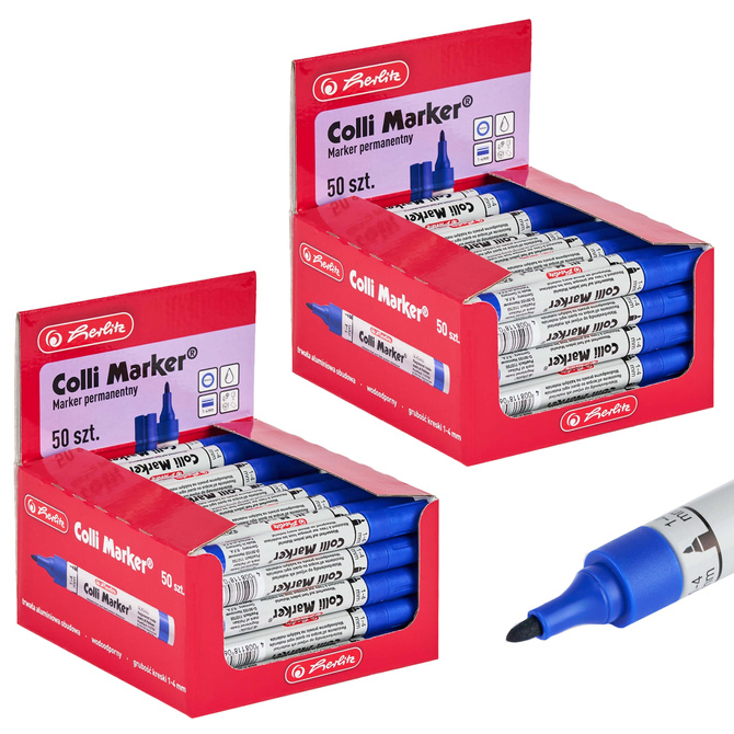 Mazak permanentny wodoodporny niebieski Colli-Marker 100 sztuk HERLITZ