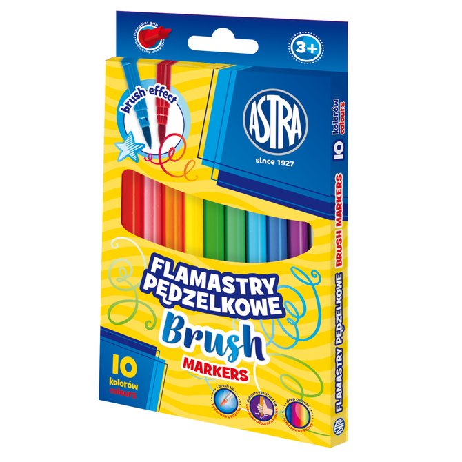 Mazaki flamastry pisaki pędzelkowe okrągłe 10szt ASTRA