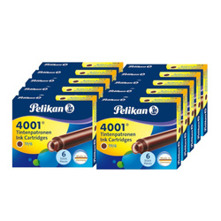 Naboje wkłady pióra wiecznego atramentowe krótkie 4001 brąz 60szt PELIKAN