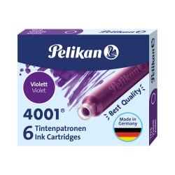 Naboje wkłady pióra wiecznego atramentowe krótkie 4001 fiolet 6szt PELIKAN