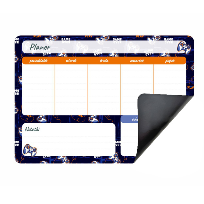 Planer na lodówkę magnetyczny tygodniowy 25x35cm + marker gamepad BIURFOL