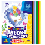 Blok techniczny A3 kolorowy 10 kartek 170g/m2 ASTRA