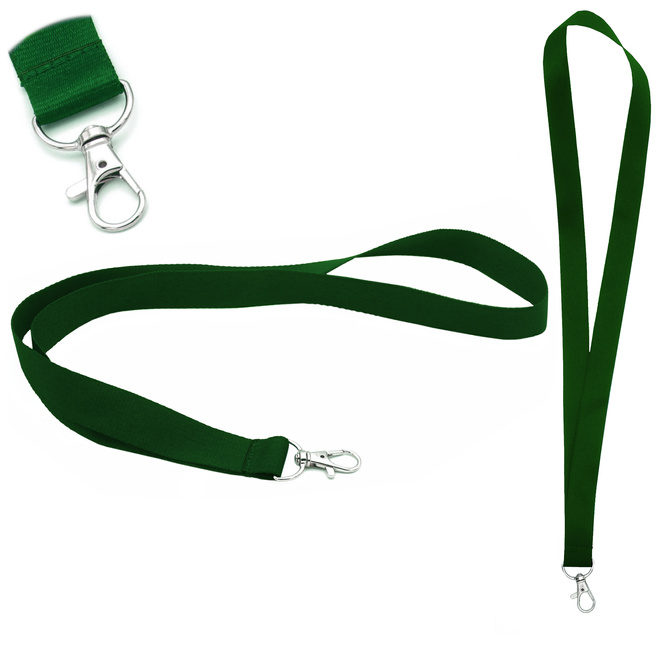 Smycz do identyfikatora na szyję 2cm karabińczyk długość 90cm zielona