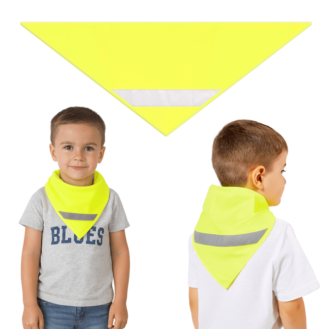 Chusta odblaskowa bandana z pasem odblaskowym dla dzieci 45x45x66cm żółta