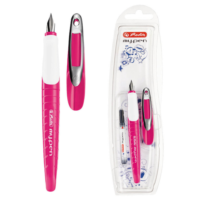 Pióro wieczne dla praworęcznych różowe białe My.Pen HERLITZ