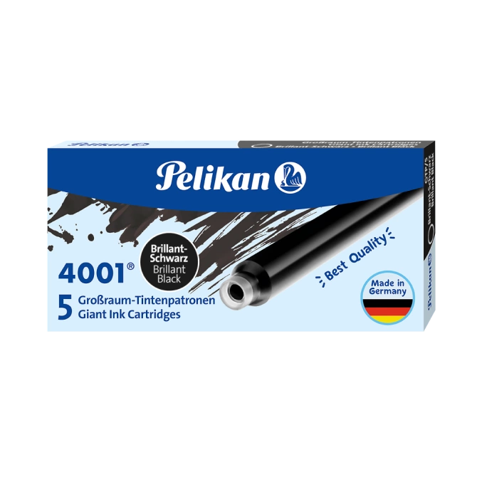 Naboje wkłady pióra wiecznego atramentowe długie 4001 czarne 5szt PELIKAN