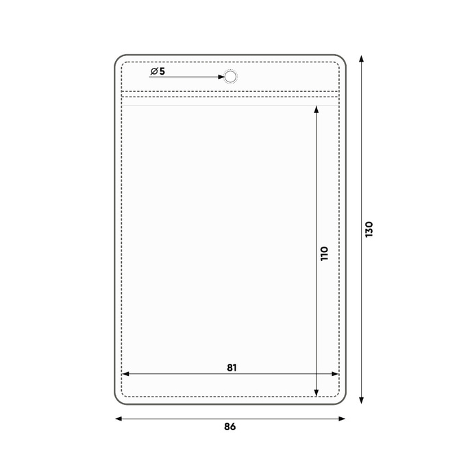 Identyfikator pionowy holder A7 przezroczysty targowy 81x110mm + smycz 90cm