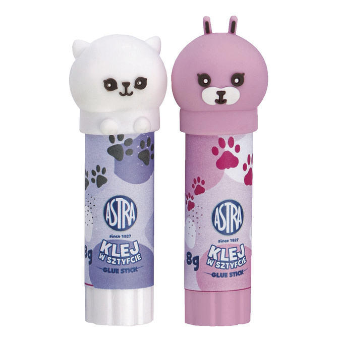 Klej w sztyfcie 8g szkolny zmywalny Animals zwierzątka ASTRA blister 2szt