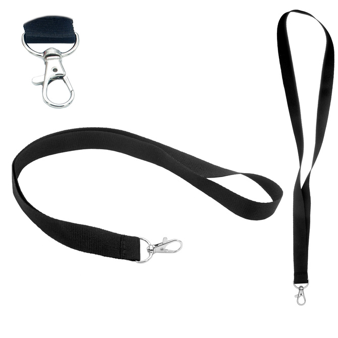 Smycz do identyfikatora na szyję 2cm karabińczyk długość 90cm czarna