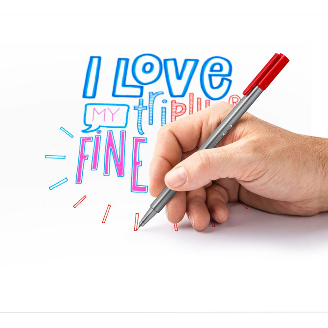 Cienkopisy trójkątne linia 0,3mm w platikowym etui Triplus 10szt STAEDTLER