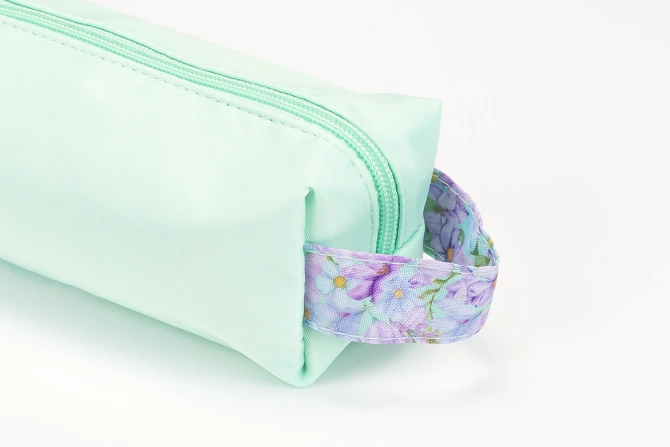 Piórnik kosmetyczka etui saszetka miętowy kwiatki flowers OXFORD