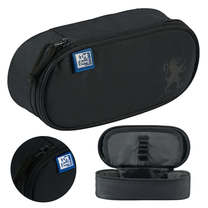 Piórnik kosmetyczka etui usztywniany z klapką czarny SCHOOL OXFORD