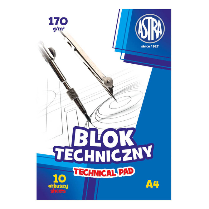 Blok techniczny A4 biały 10 kartek 170g/m2 ASTRA