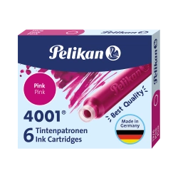Naboje wkłady pióra wiecznego atramentowe krótkie 4001 różowe 6szt PELIKAN