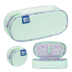 Piórnik kosmetyczka etui usztywniany z klapką miętowy Flowers OXFORD