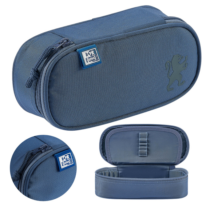 Piórnik kosmetyczka etui usztywniany z klapką granatowy SCHOOL OXFORD