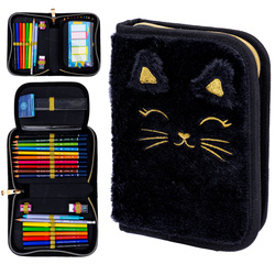 Piórnik z wyposażeniem 22el futrzany pluszowy kotek Fuffy Kitty AC11 ASTRA