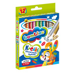 Kredki ołówkowe grube Jumbo w oprawie drewnianej 12 kolorów BAMBINO