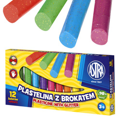Plastelina szkolna z brokatem brokatowa okrągła dla dzieci 12kolorów ASTRA