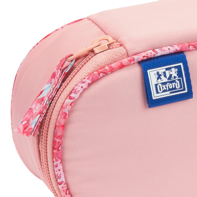 Piórnik kosmetyczka etui usztywniany z klapką brzoskwiniowy Flowers OXFORD