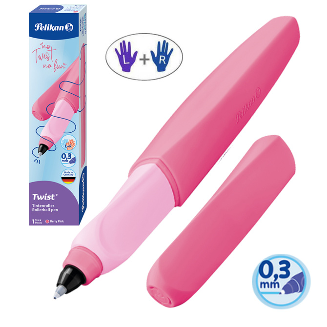 Pióro kulkowe Twist dla dzieci prawo/lewo różowe Berry Pink PELIKAN