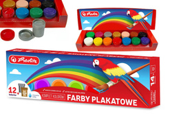 Farby plakatowe 12 kolorów + złota srebrna 14x20ml HERLITZ