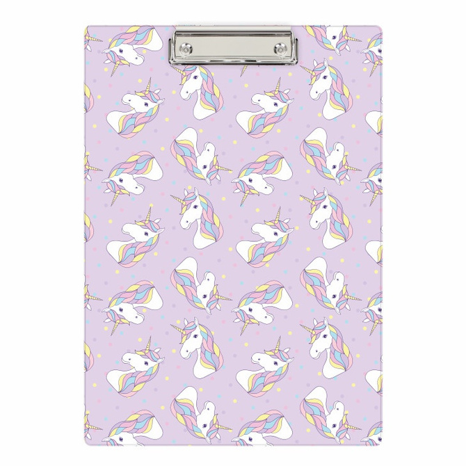Deska z klipem clipboard podkładka do pisania PVC A4 unicorn jednorożec