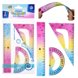 Zestaw geometryczny elastyczny flexi linijka kątomierz ekierka pastel ASTRA