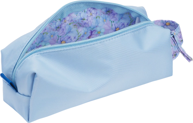 Piórnik kosmetyczka etui saszetka niebieski kwiatki flowers OXFORD