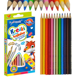 Kredki ołówkowe trójkątne szkolne 12 kolorów BAMBINO