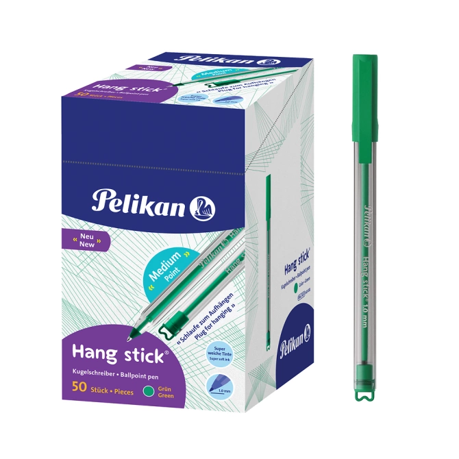 Długopis zielony z uchwytem do zawieszenia Hang Stick K86 1mm 50szt PELIKAN