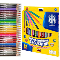 Kredki ołówkowe trójkątne 24 kol +temperówka ASTRA