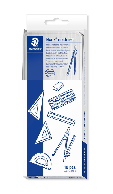 Zestaw geometryczny kreślarski cyrkiel ekierka metalowe etui 10el STAEDTLER