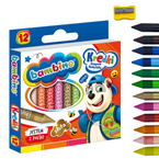 Kredki świecowe glinka kaolinowa + temperówka 12 kolorów BAMBINO