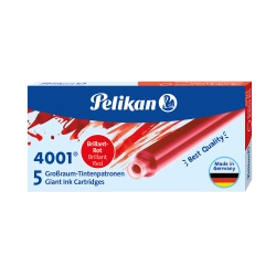 Naboje wkłady pióra wiecznego atramentowe długie 4001 czerwone 5szt PELIKAN