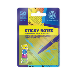 Karteczki samoprzylepne transparentne 75x75mm 50k Neon Line ASTRA