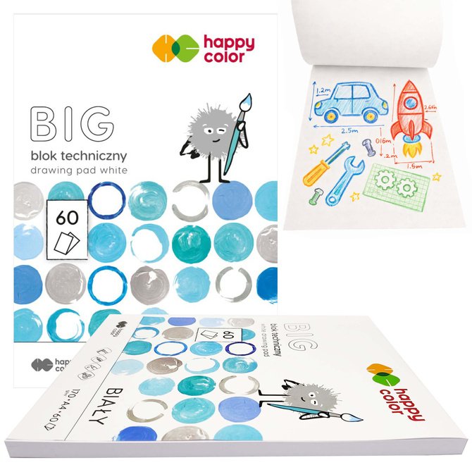 Blok techniczny biały A4 BIG 60 kartek 170g/ m2 HAPPY COLOR