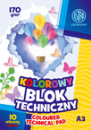 Blok techniczny A3 kolorowy 10 kartek 170g/m2 ASTRA