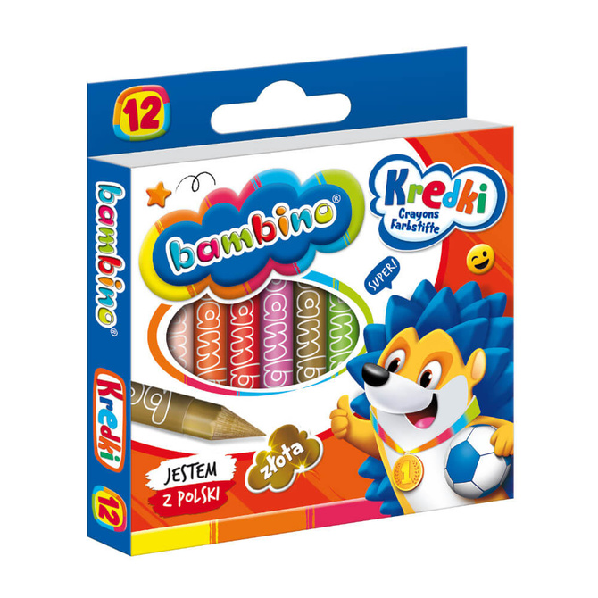 Kredki świecowe glinka kaolinowa + temperówka 12 kolorów BAMBINO