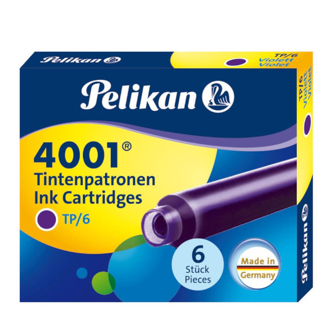 Naboje wkłady pióra wiecznego atramentowe krótkie 4001 fiolet 60szt PELIKAN