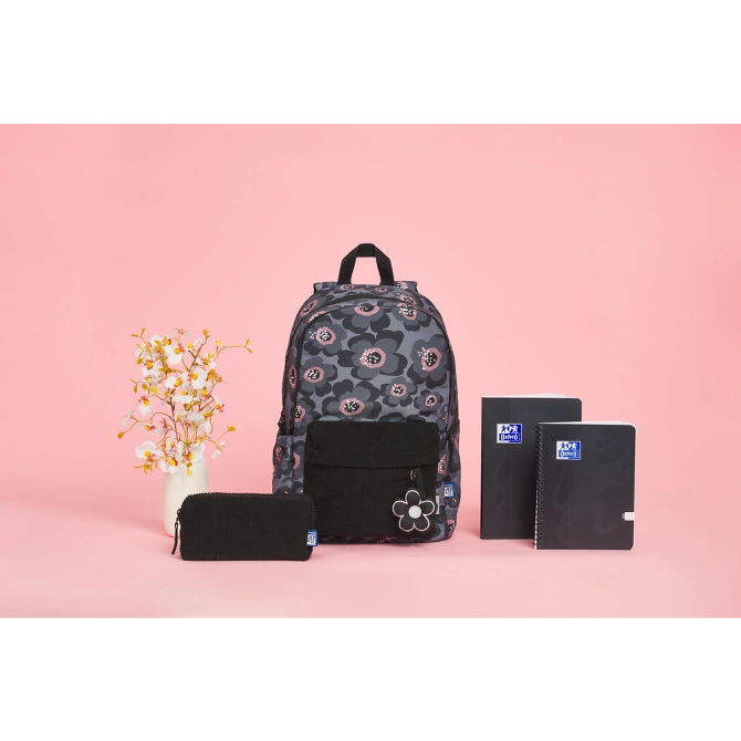 Plecak szkolny młodzieżowy szary czarny kwiatki 26l Bloom OXFORD