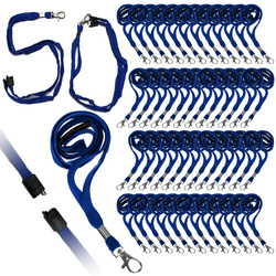 Smycz do identyfikatora szyję 80cm karabińczyk bezpiecznikiem niebies 50szt