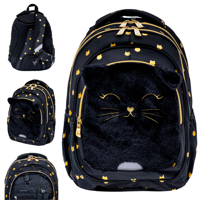 Plecak szkolny futrzany kotek Fluffy Kitty AB330 3 komorowy 20l ASTRABAG