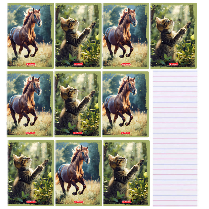 Zeszyty A4 32 kartki 3 linię kolorową 70g/m2 Animals HERLITZ 10sztuk