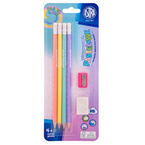 Ołówek HB trójkątny 4szt +gumka temperówka ASTRA